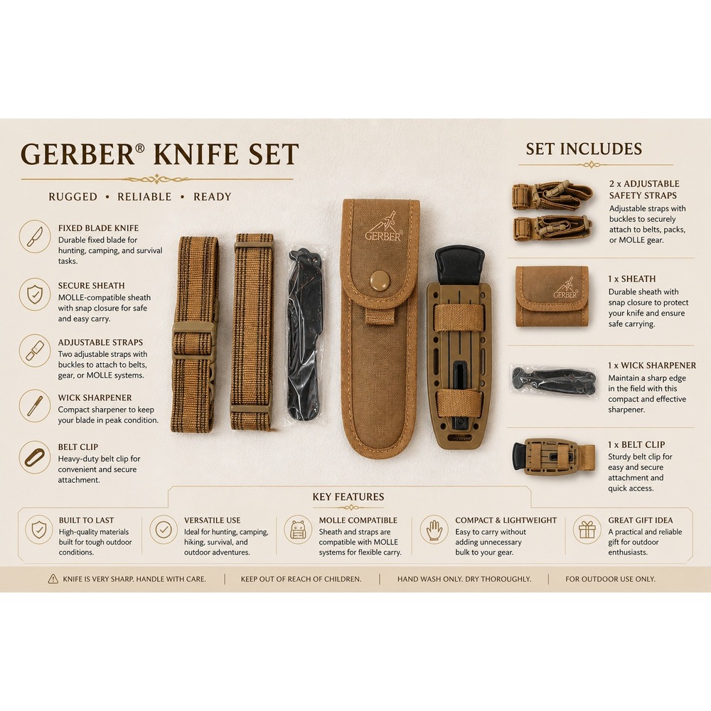 Gerber LMF II Infantry Knife Sheath System Coyote Brown MOLLE Leg Straps Pouch